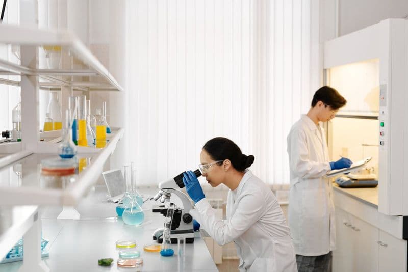 Deux scientifiques travaillent dans un laboratoire